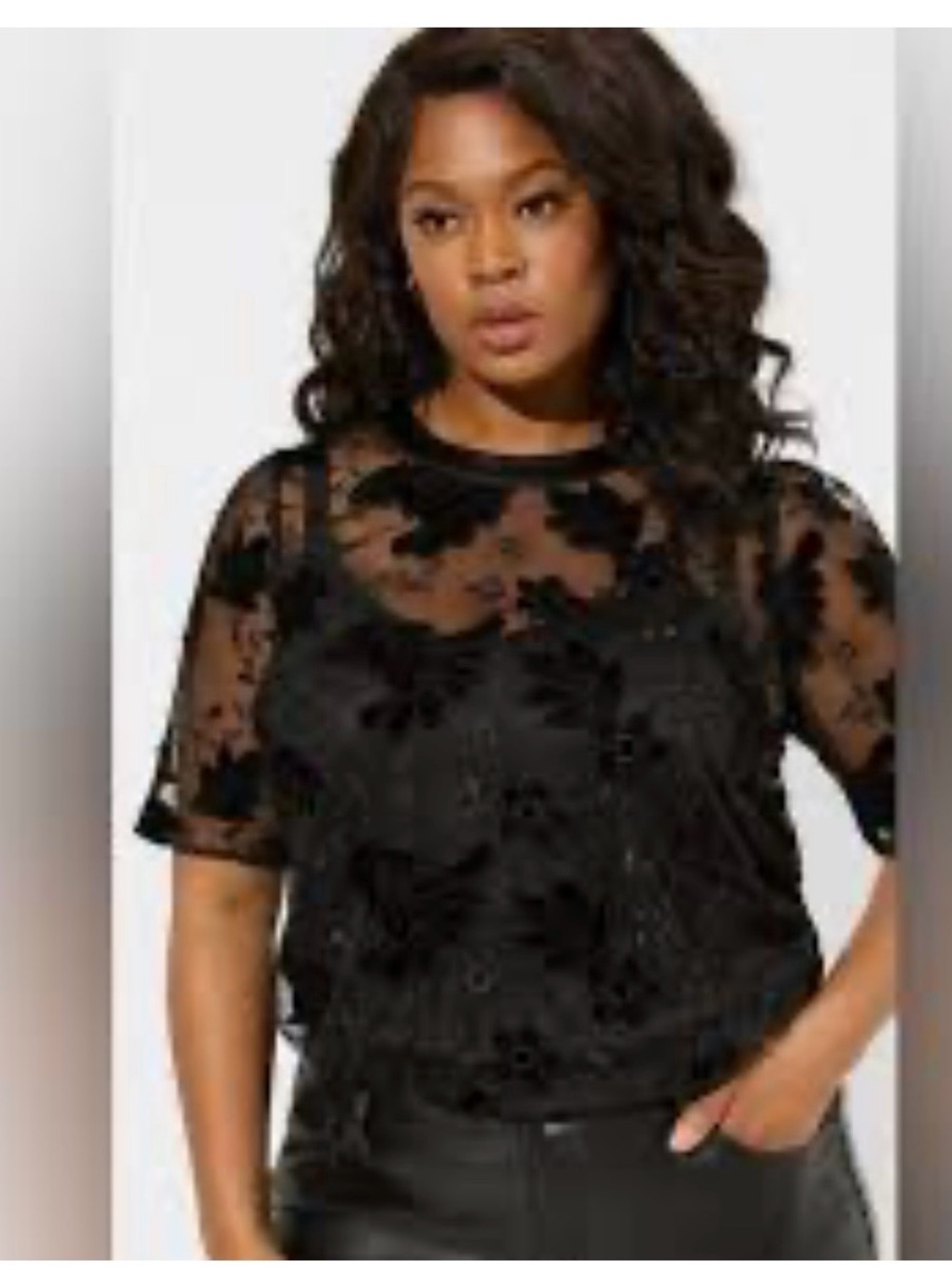 Torrid Dark Goth Sheer Burnout Velvet Floral Blouse Back Bow Tie 1x